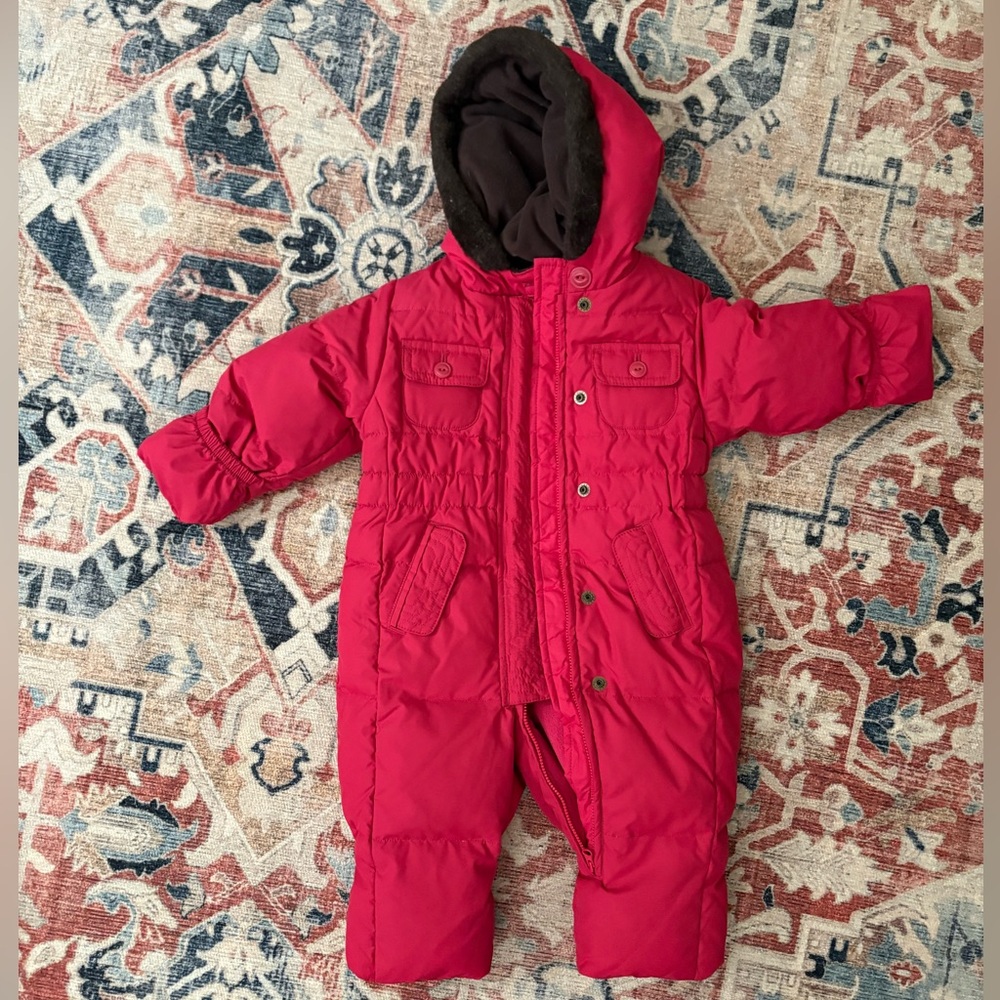 GAP snowsuit 6-12 months Red/ Brown